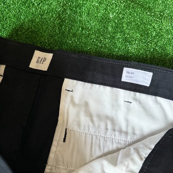 GAP Khaki Flat Front Straight Leg Skinny Stretch Chino Black Khaki Pants Size 36 - Picture 8 of 13